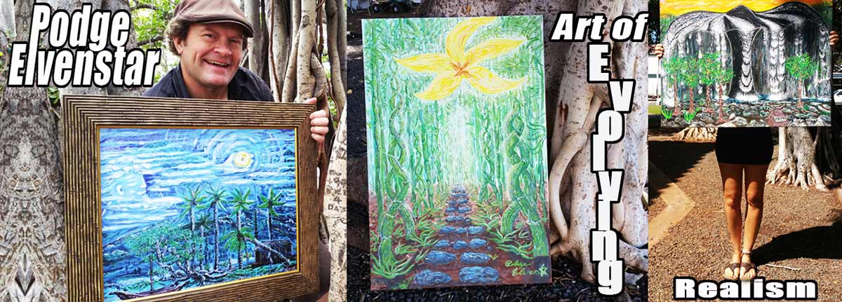 Surrealist and Visionary Artworks of Maui Hawaii Mixed Media by Hawaii Artist Podge Elvenstar